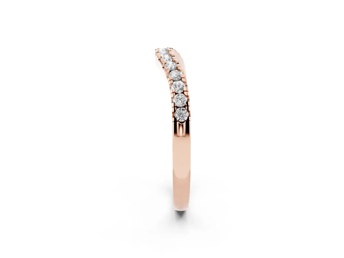 Diamond Pavé Curved Wedding Band Rose gold