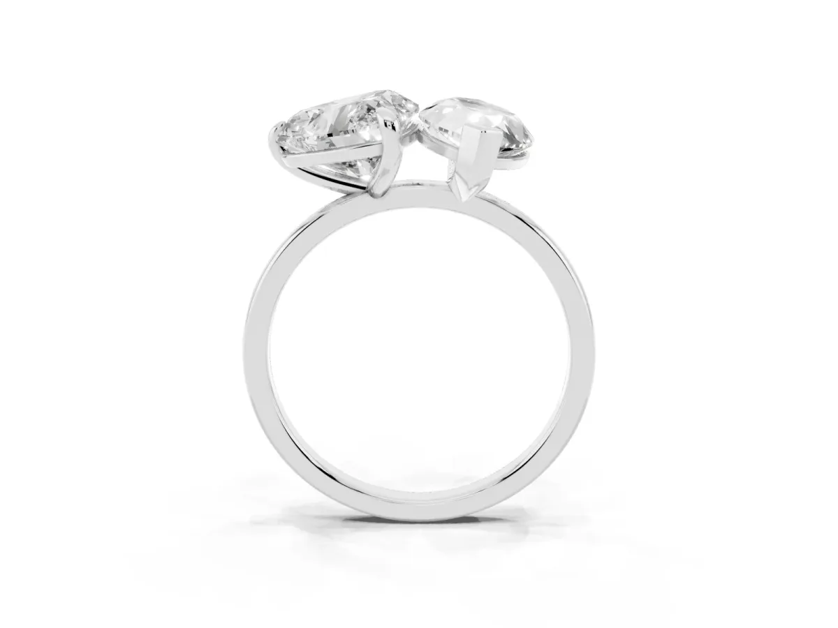 Heart and Marquise Toi Moi Ring with Prong Setting and Micro Pave Band White gold