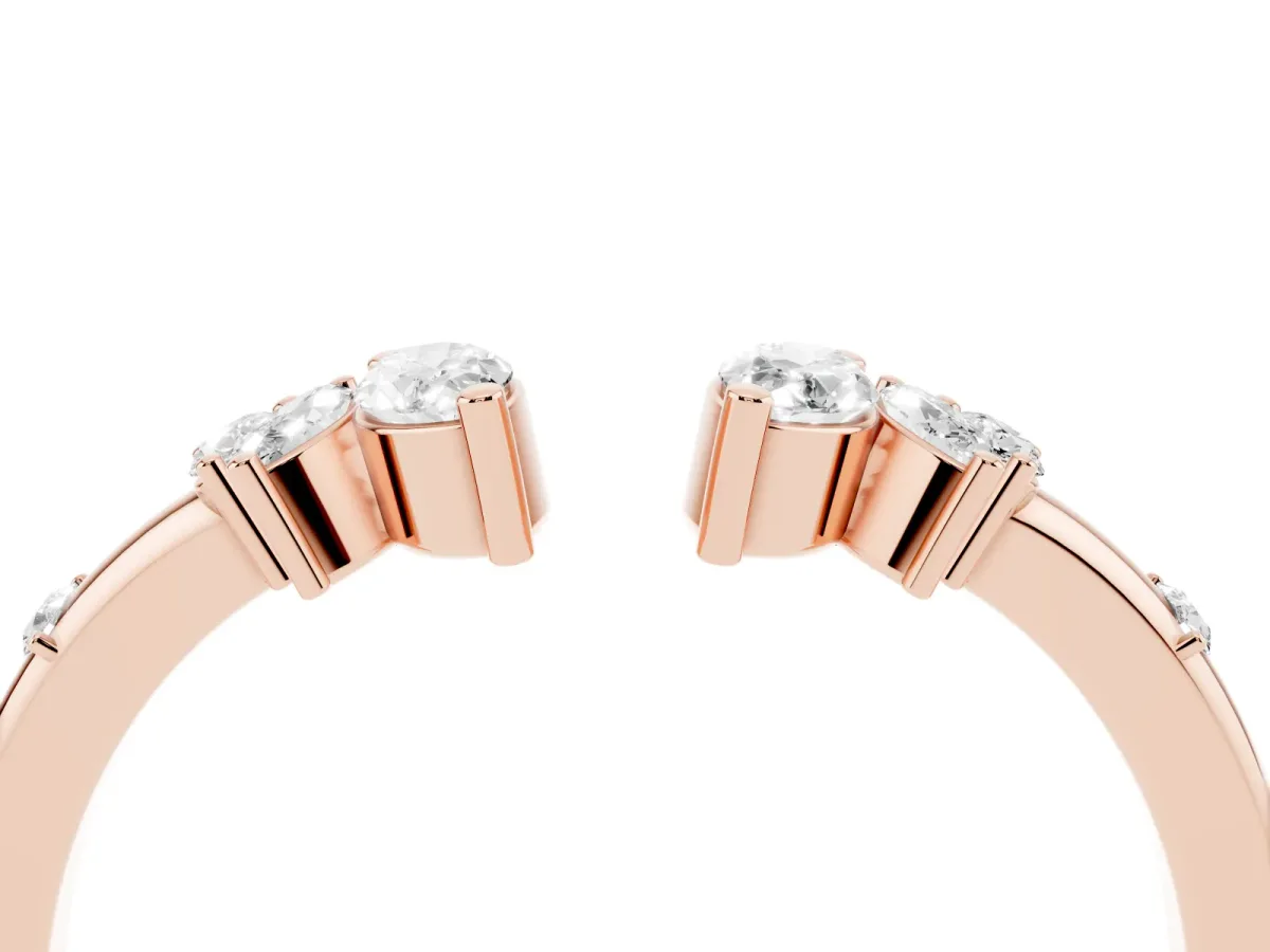 Open Marquise Cluster Diamond Band with Prong Setting Rose gold
