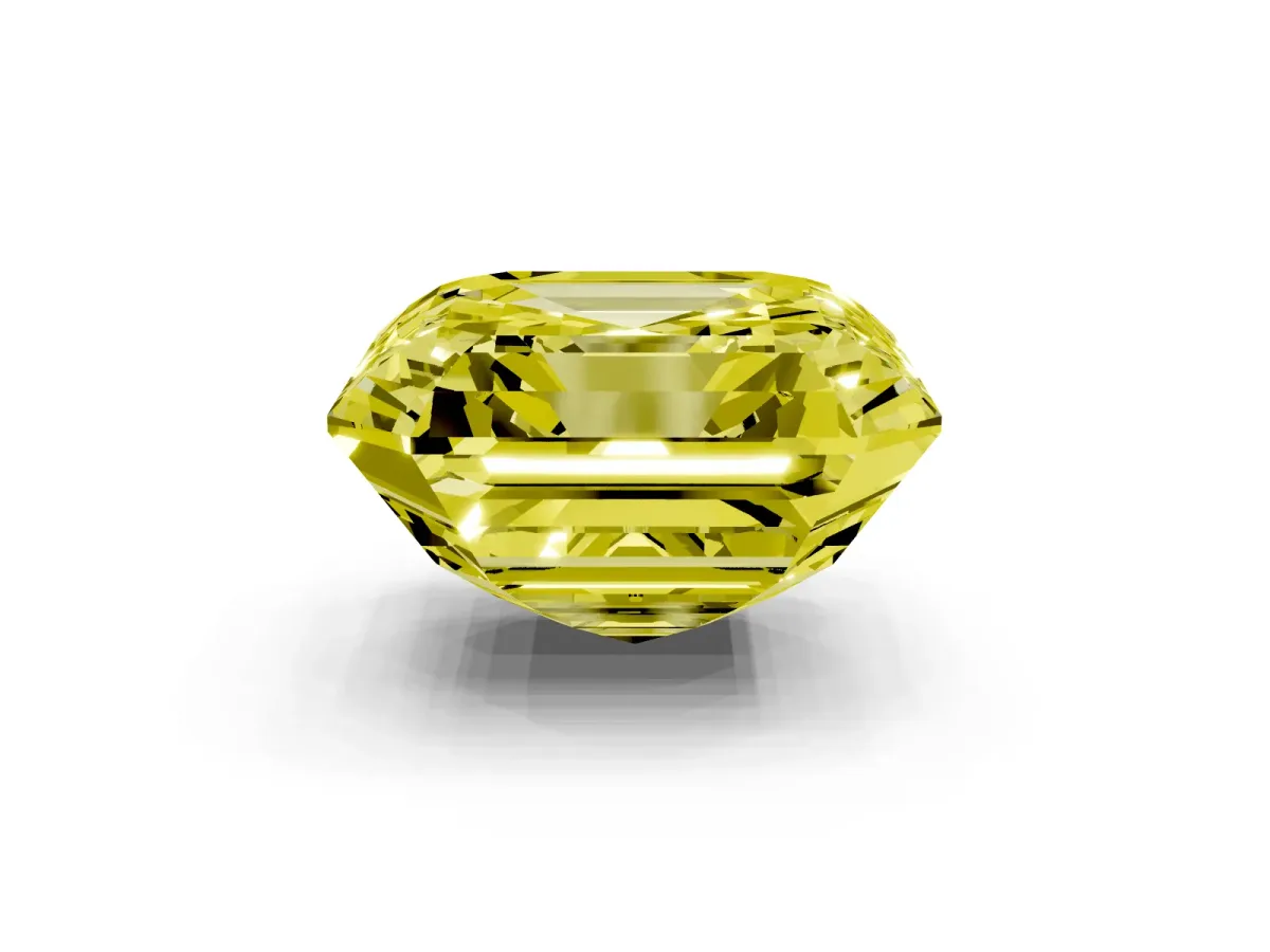 Fancy Yellow Asscher Cut Halo Diamond Ring with Milgrain Edge and Round Prong Setting Rose gold