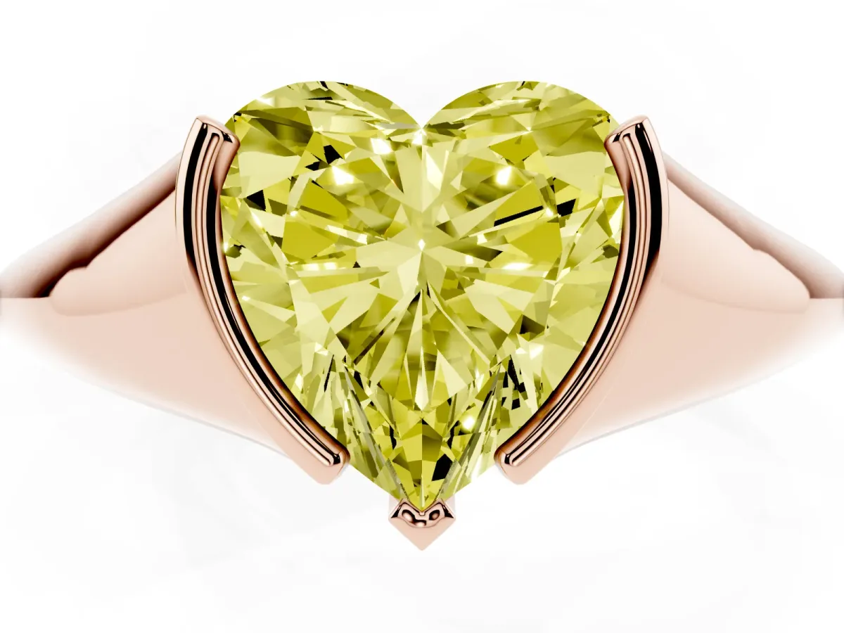 Fancy Yellow Heart Cut Solitaire Tension Set Diamond Ring Rose gold