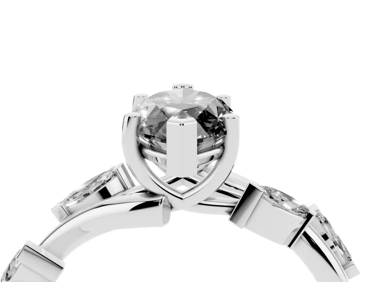 Fancy Black Marquise Cut Solitaire Twisted Band Marquise Accent Prong Setting Ring Platinum