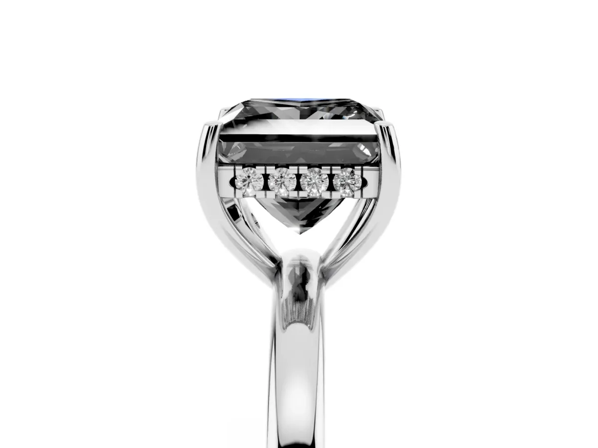 Fancy Black Princess Cut Solitaire Diamond Ring with Prong Setting and Plain Band Platinum
