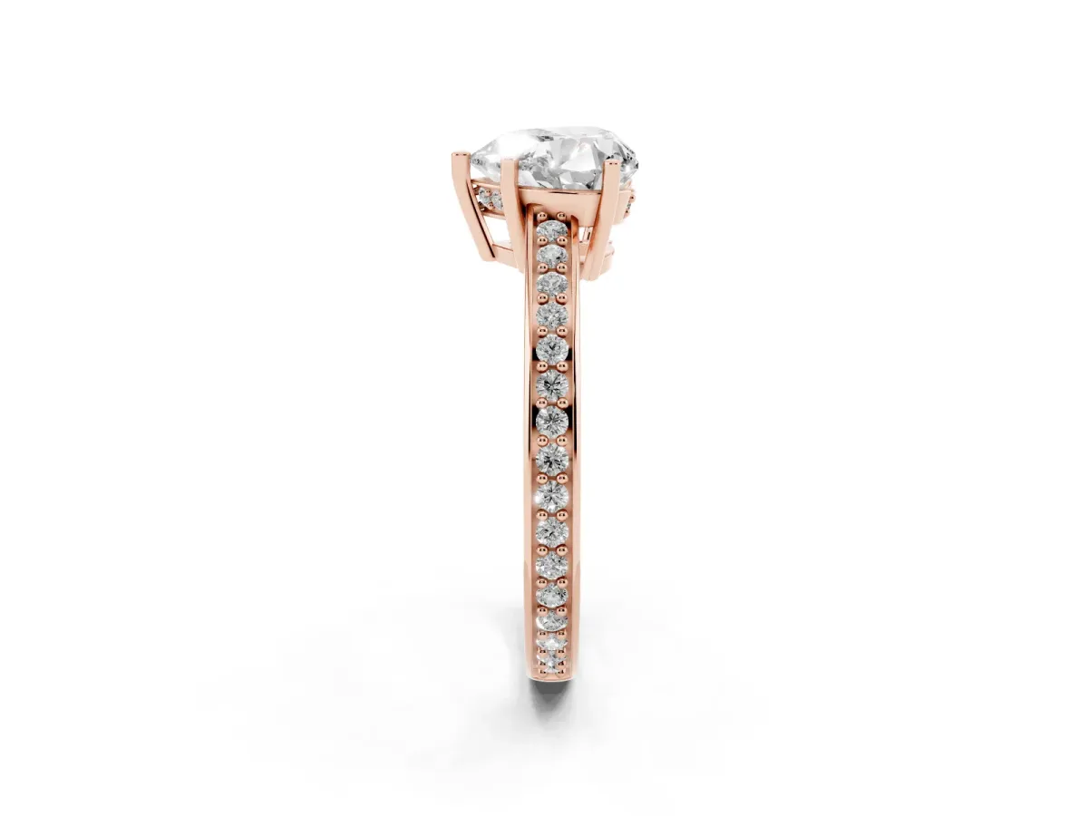 Heart Cut Solitaire Pavé Band Prong Setting Ring Rose gold