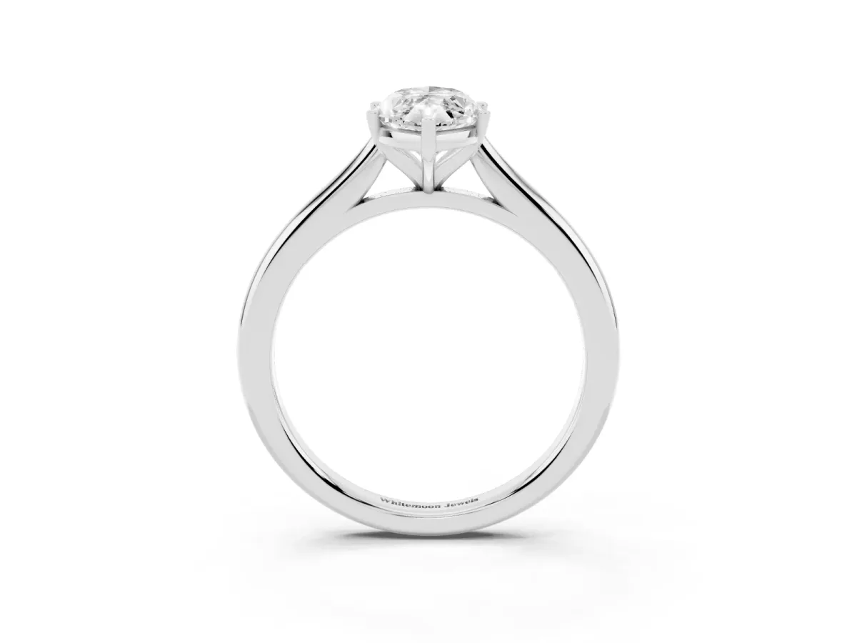 Marquise Cut Cut Solitaire Ring with Cathedral Band and Four-Prong Setting Silver