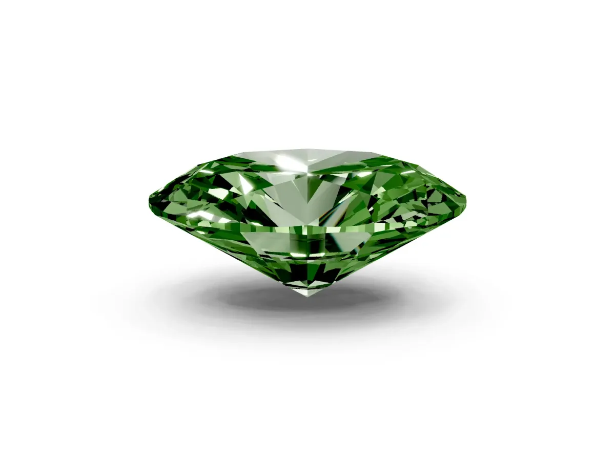Fancy Green Oval Cut Diamond Solitaire Ring with Prong Setting and Pavé Band Rose gold