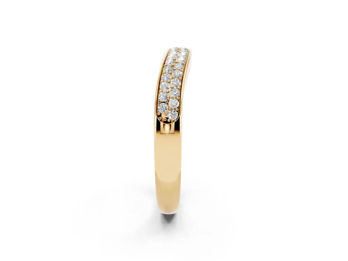 Pavé Round Diamond Contour Band Yellow gold
