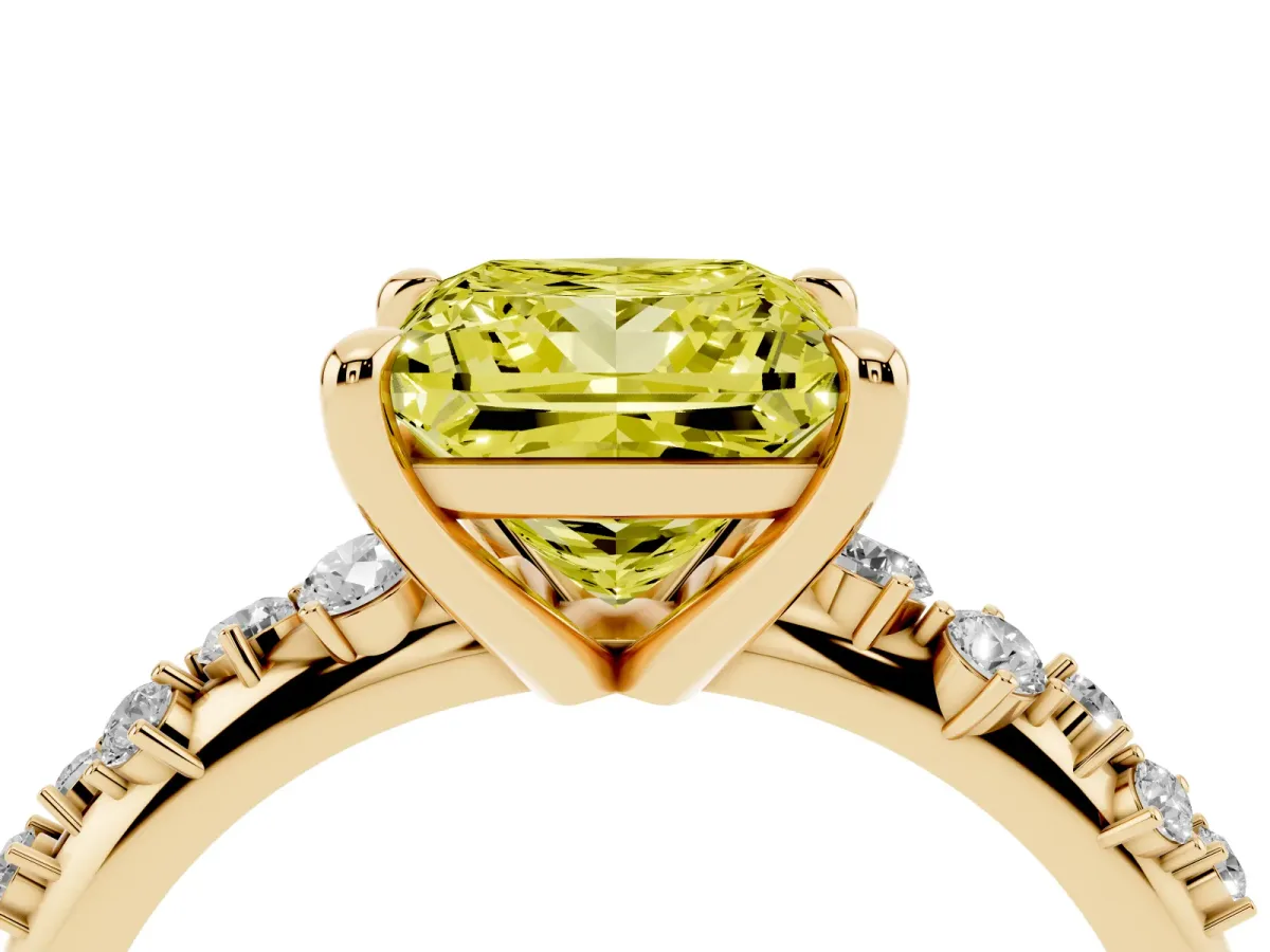 Fancy Yellow Princess Cut Cut Diamond Vine Band with Four-Prong Setting Yellow gold