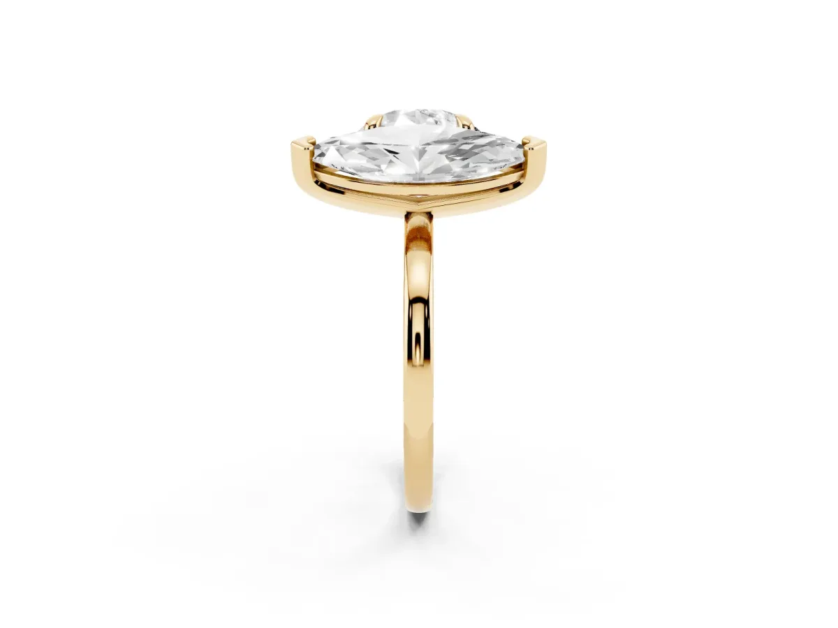 Round and Marquise Toi Moi Ring with Prong Setting and Plain Band Yellow gold