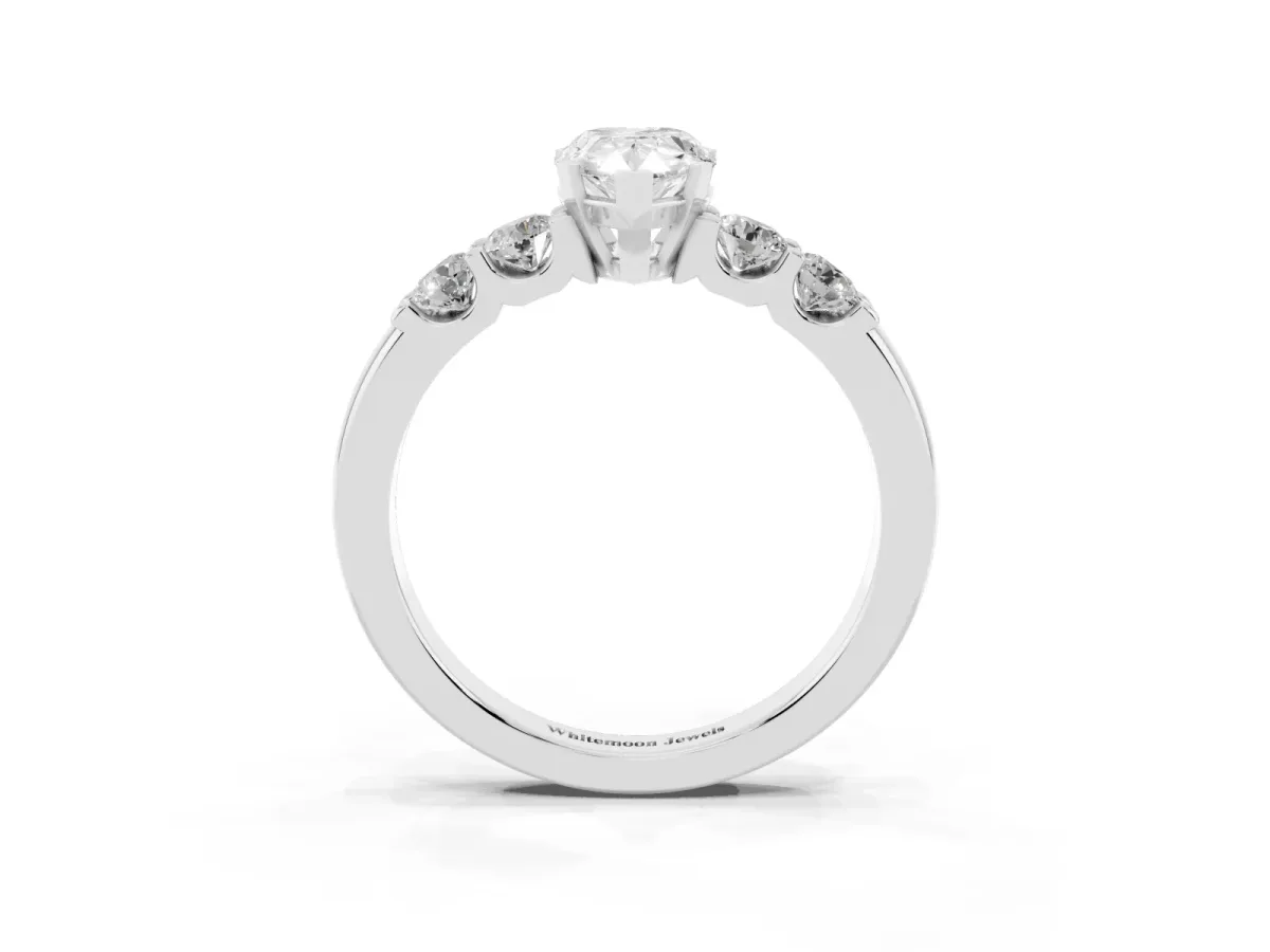 Pear Cut Brilliant Cut Diamond Five-Stone Prong Set Engagement Ring with Channel Band Silver