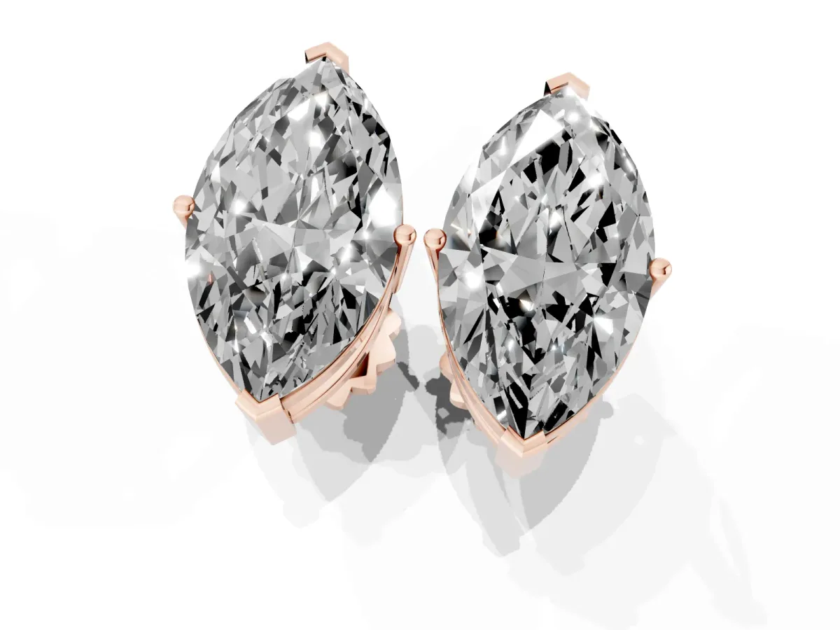 Marquise Cut Diamond Stud Earrings Rose gold