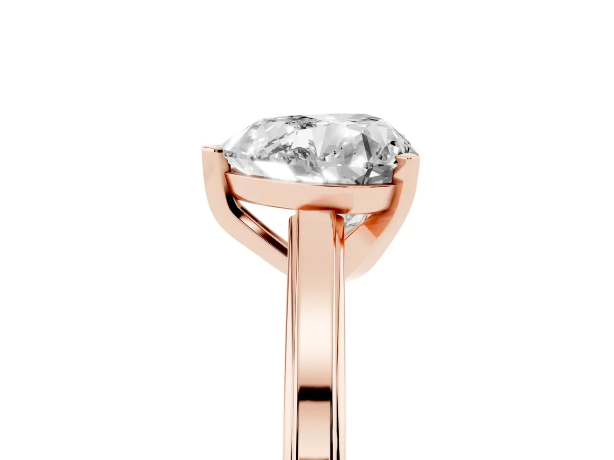 Heart Cut Solitaire Diamond Ring with Four-Prong Setting and Classic Band Rose gold