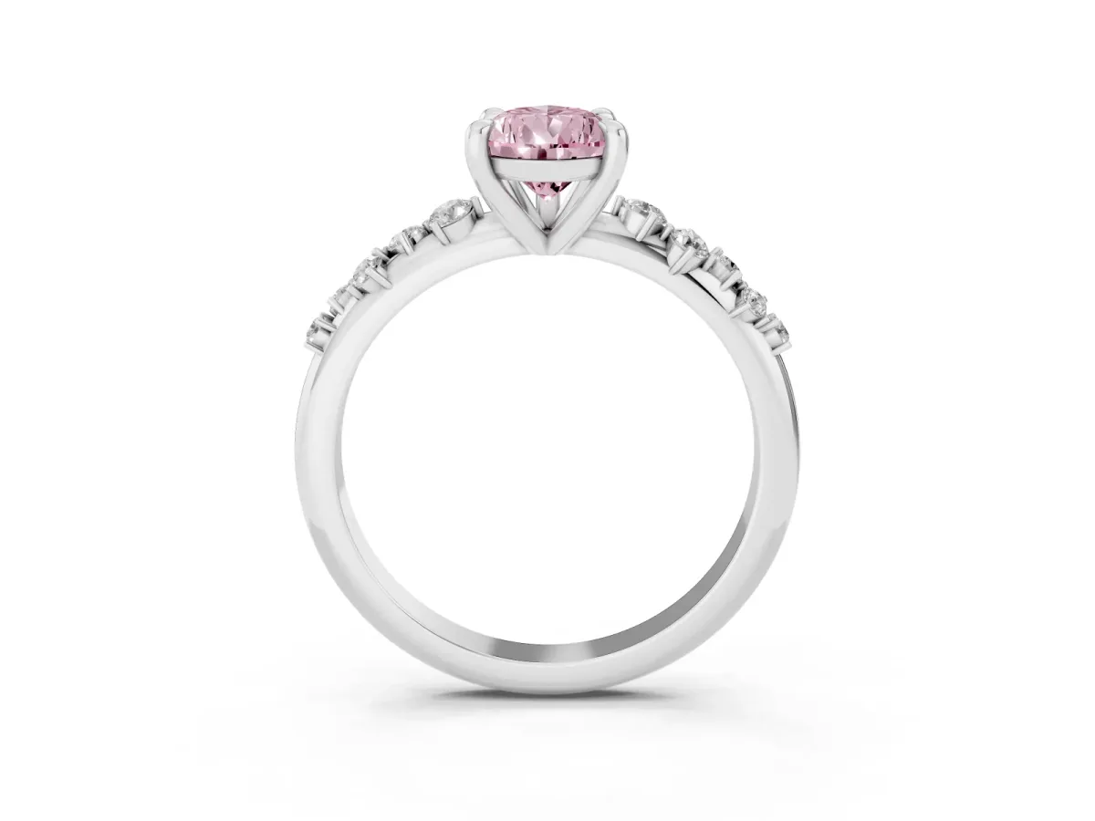 Fancy Pink Pear Cut Cut Diamond Vine Band with Four-Prong Setting Platinum