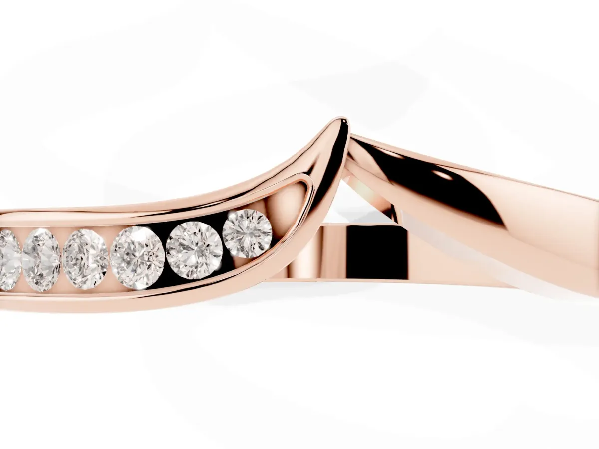 Channel Set Round Diamond Contour Band Rose gold