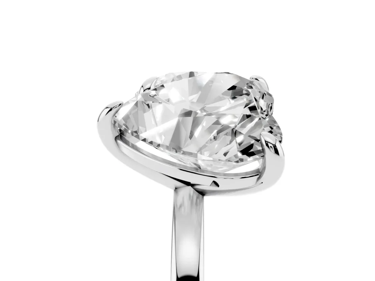 Round and Heart Toi Moi Ring with Prong Setting and Plain Band Silver