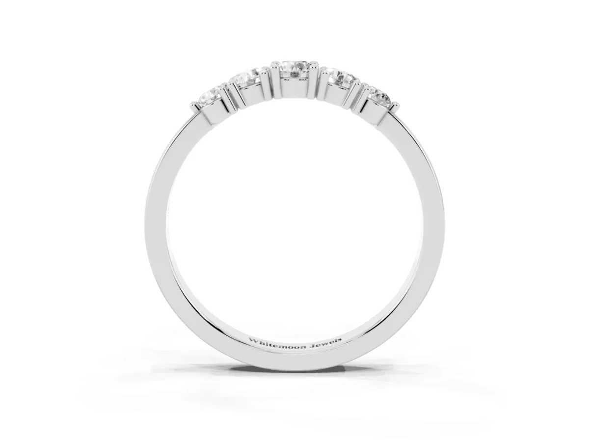 Round Brilliant Diamond Half-Eternity Band with Prong Setting Silver