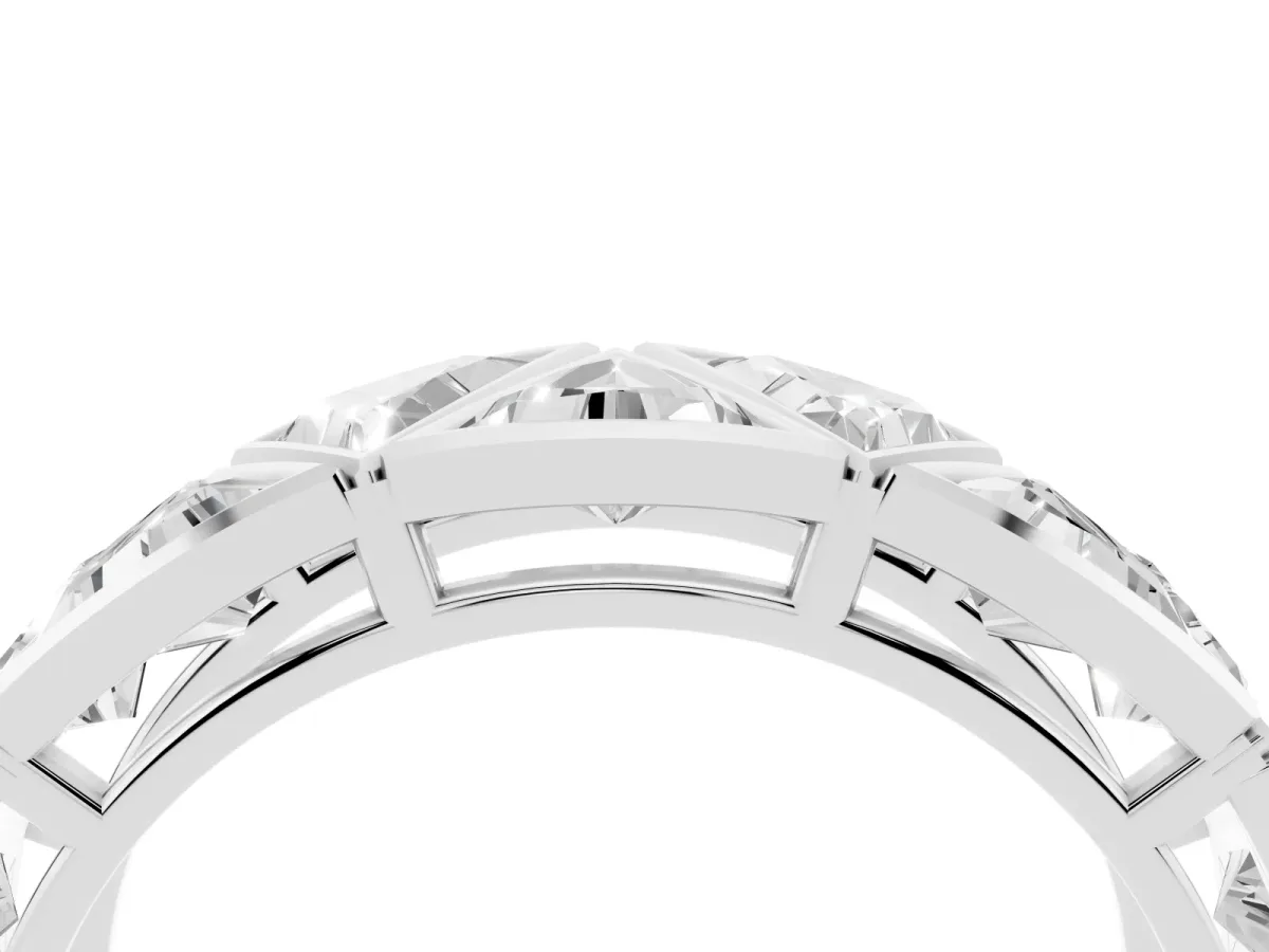 Triangle Diamond Geometric Mens Band Silver