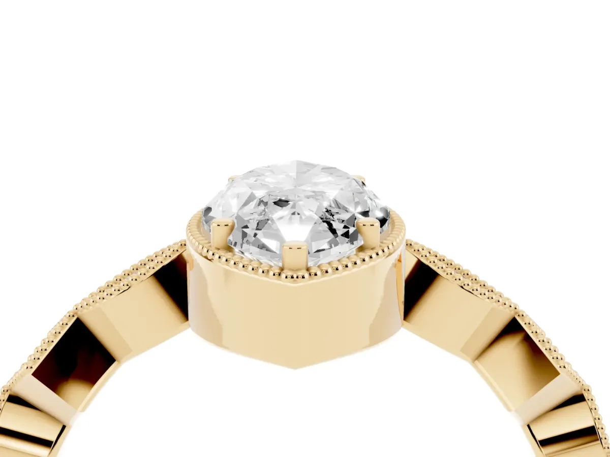 Marquise Cut Milgrain Marquise Diamond Twist Band Ring Yellow gold