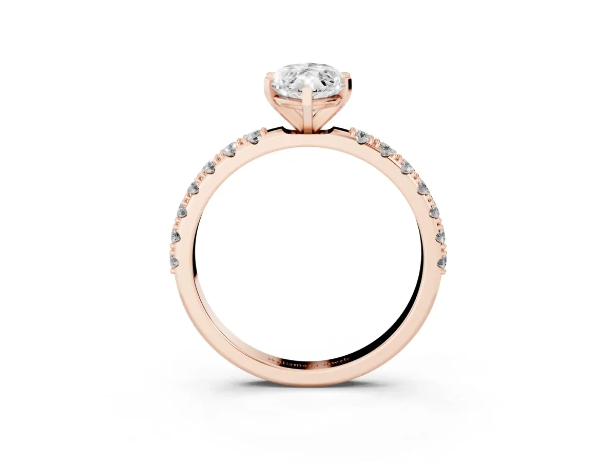 Marquise Cut Diamond Solitaire Pavé Band with Four-Prong Setting Rose gold