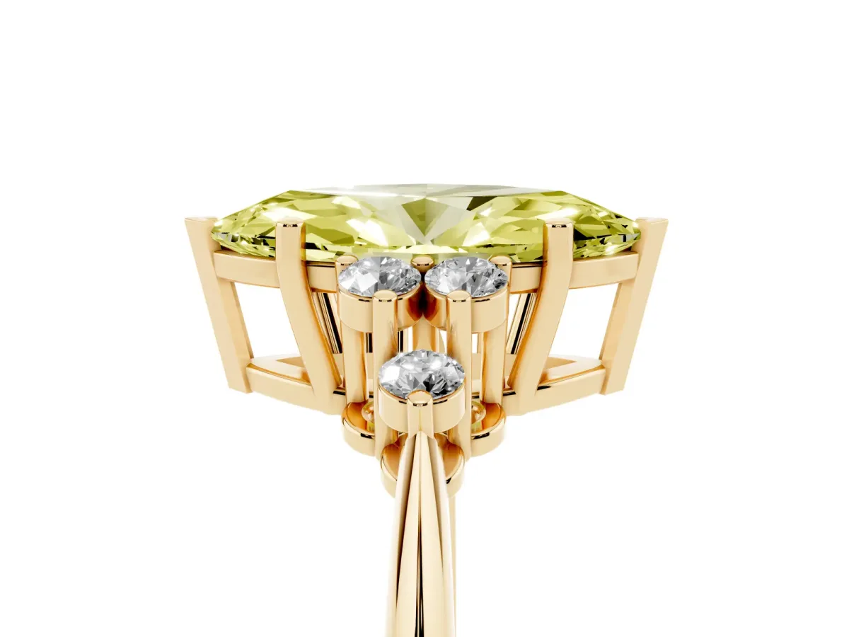 Fancy Yellow Marquise Cut Cut Diamond Cluster Ring with Solitaire Band and Four-Prong Setting Yellow gold