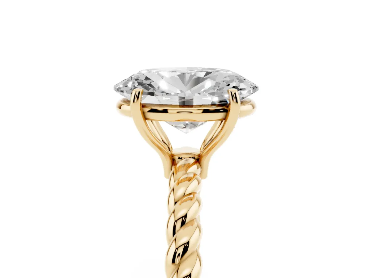 Oval Cut Solitaire Twisted Band 4-Prong Ring Yellow gold
