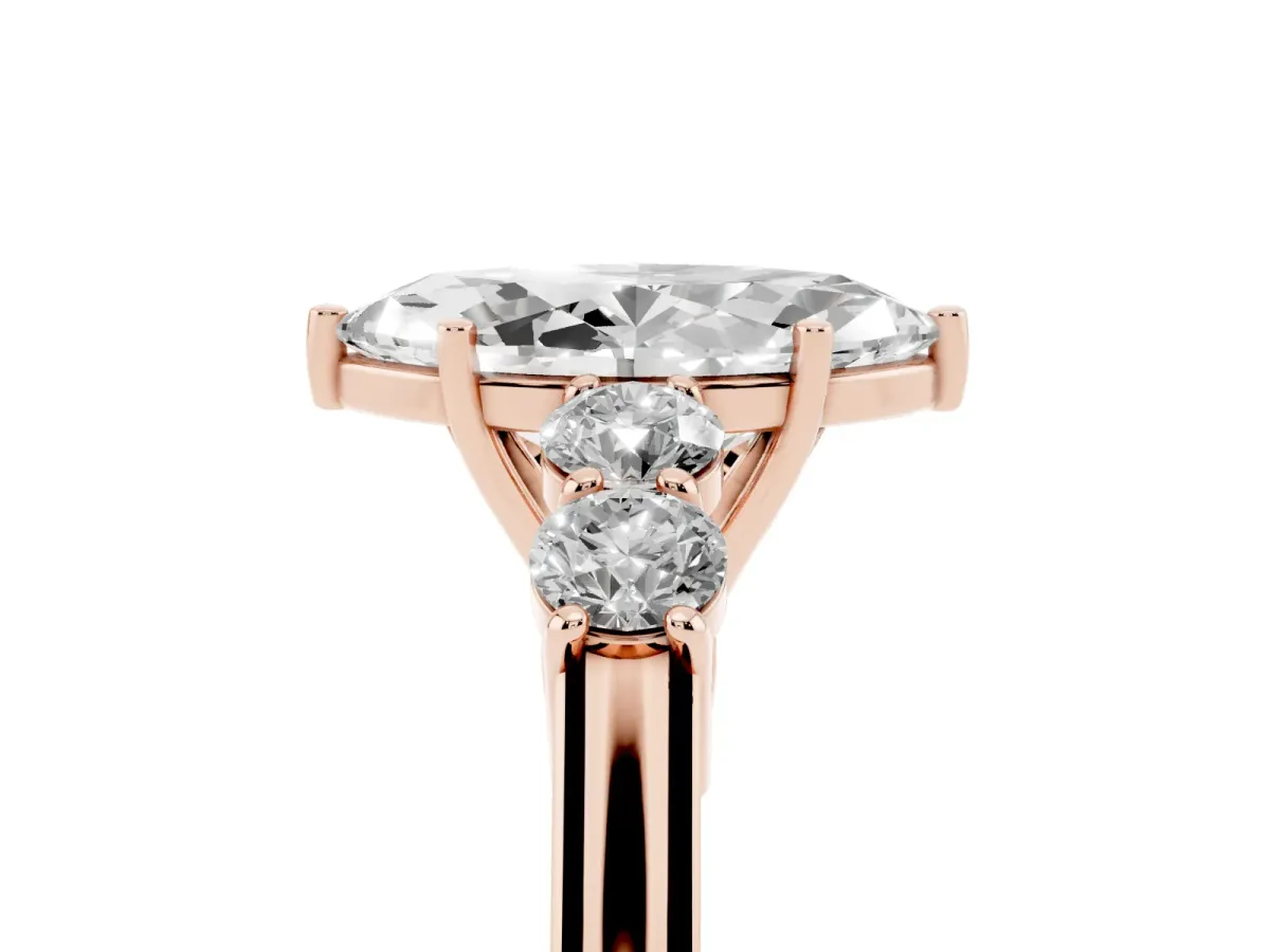 Marquise Cut Cut Diamond Five-Stone Prong Set White Gold Ring Rose gold