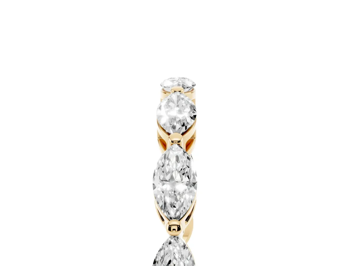 Marquise Diamond Eternity Band with U-Prong Setting Yellow gold
