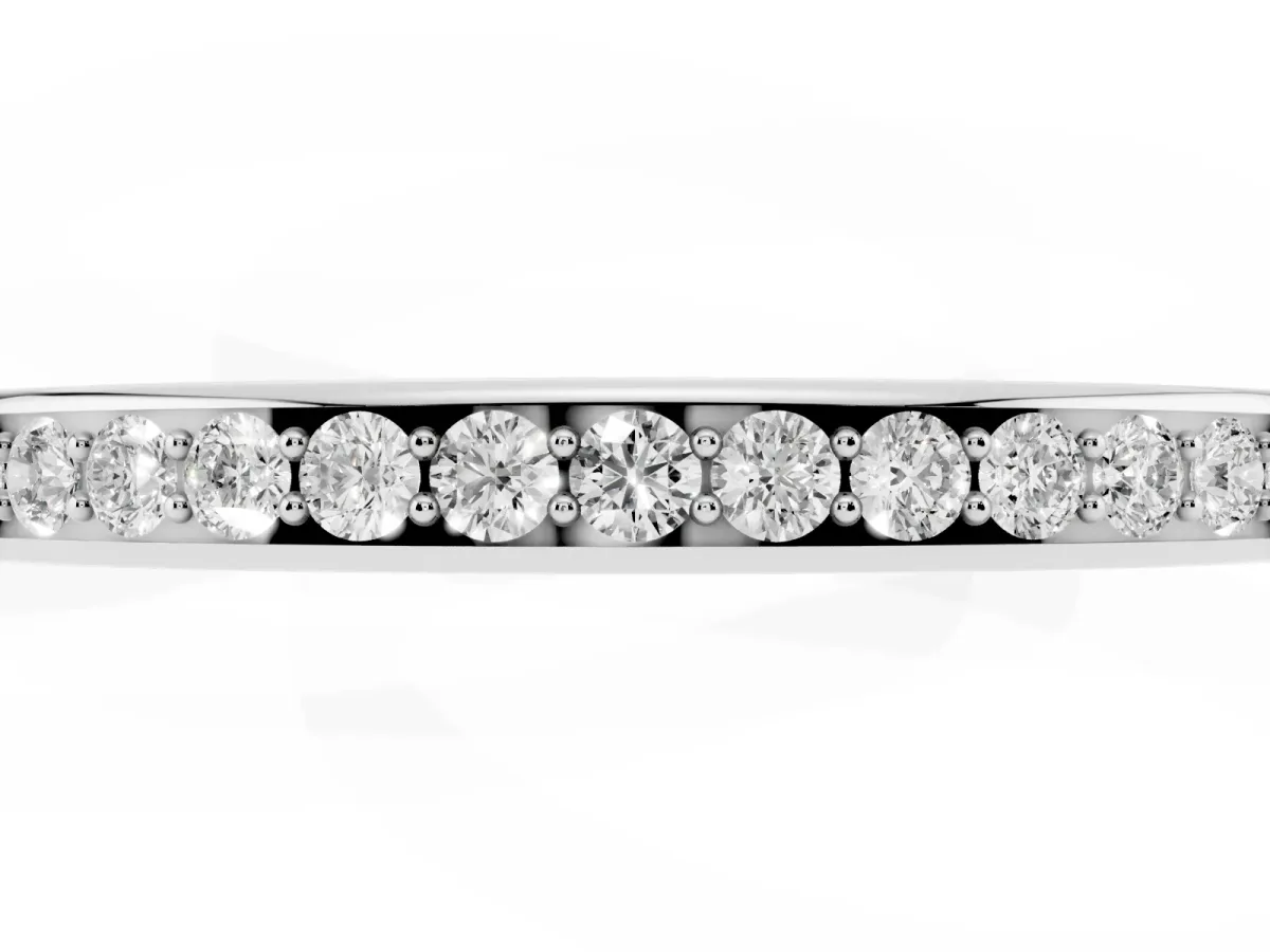 Round Diamond Pavé Set Half-Eternity Band Silver