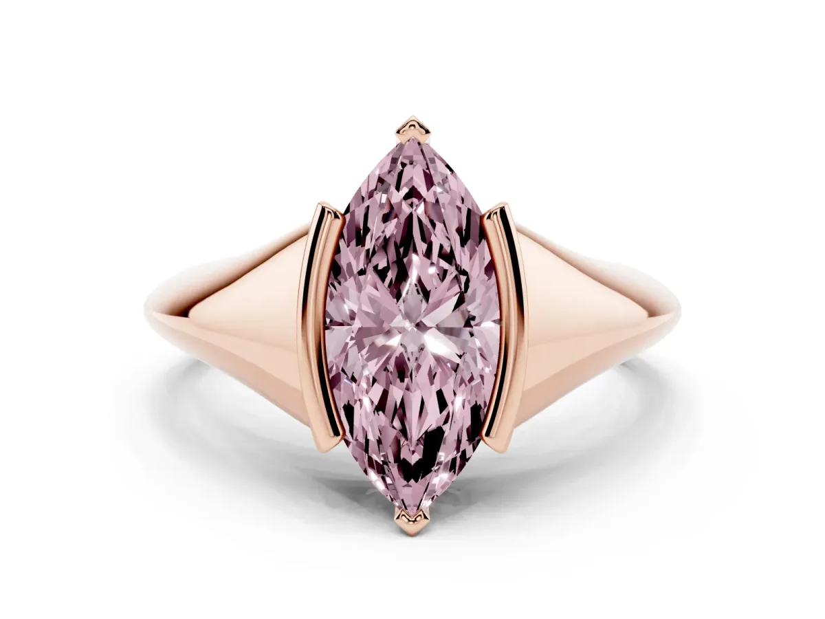 Fancy Pink Marquise Cut Solitaire Tension Set Diamond Ring Rose gold