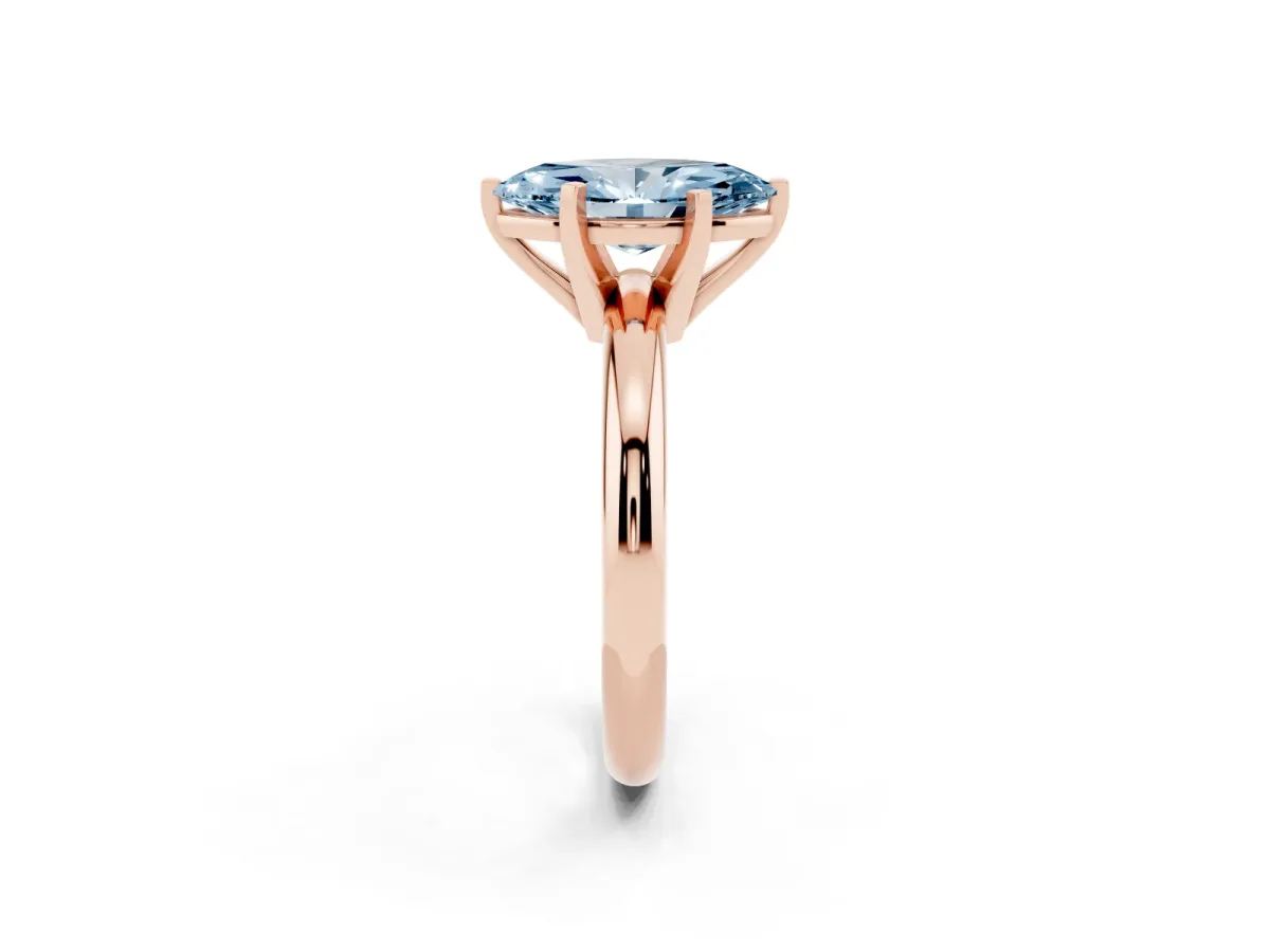 Fancy Blue Marquise Cut Diamond Solitaire Engagement Ring with Round Band and Four-Prong Setting Rose gold