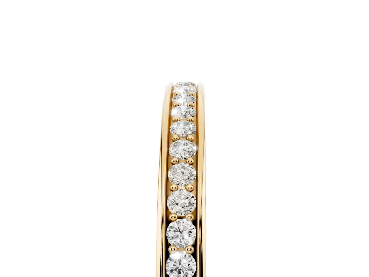 Round Diamond Pavé Set Eternity Band with Channel Setting Yellow gold