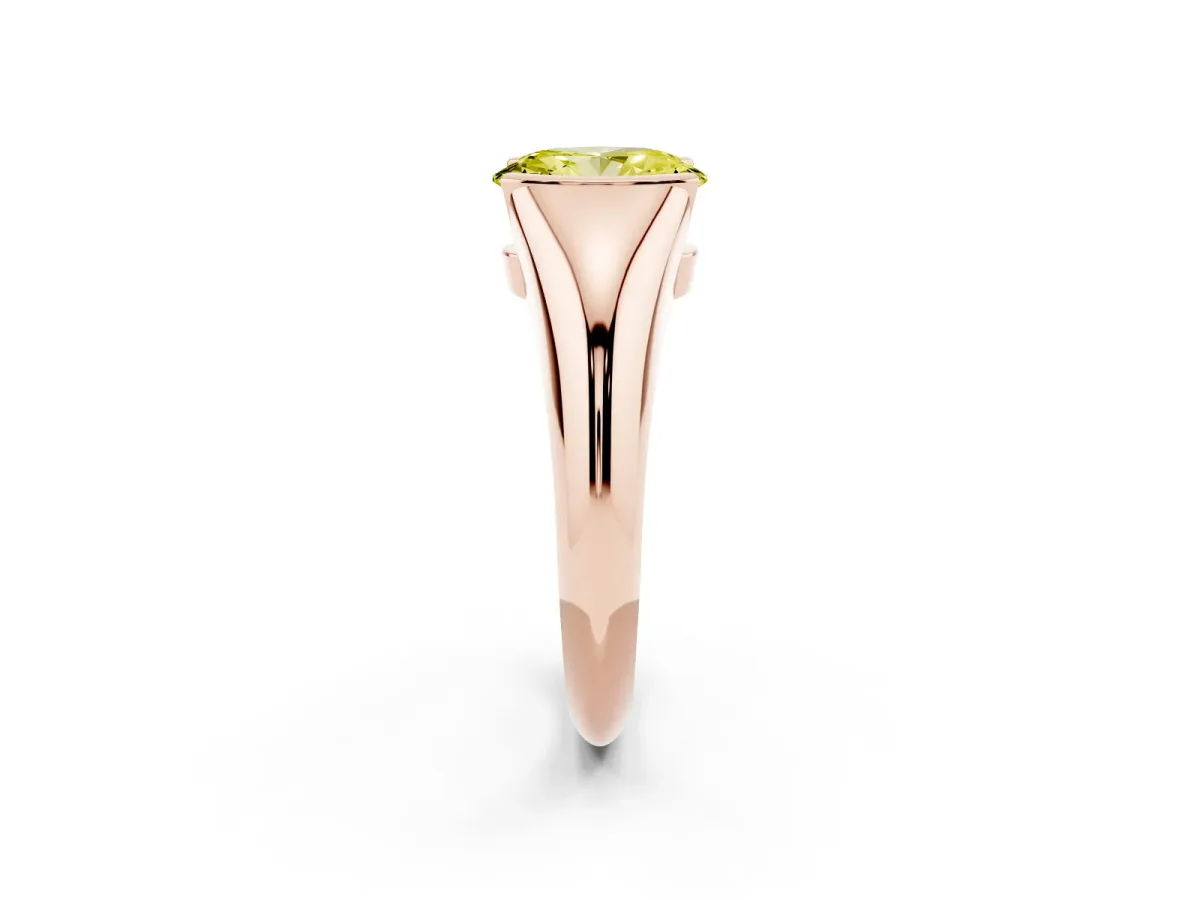 Fancy Yellow Oval Cut Solitaire Tension Set Diamond Ring Rose gold