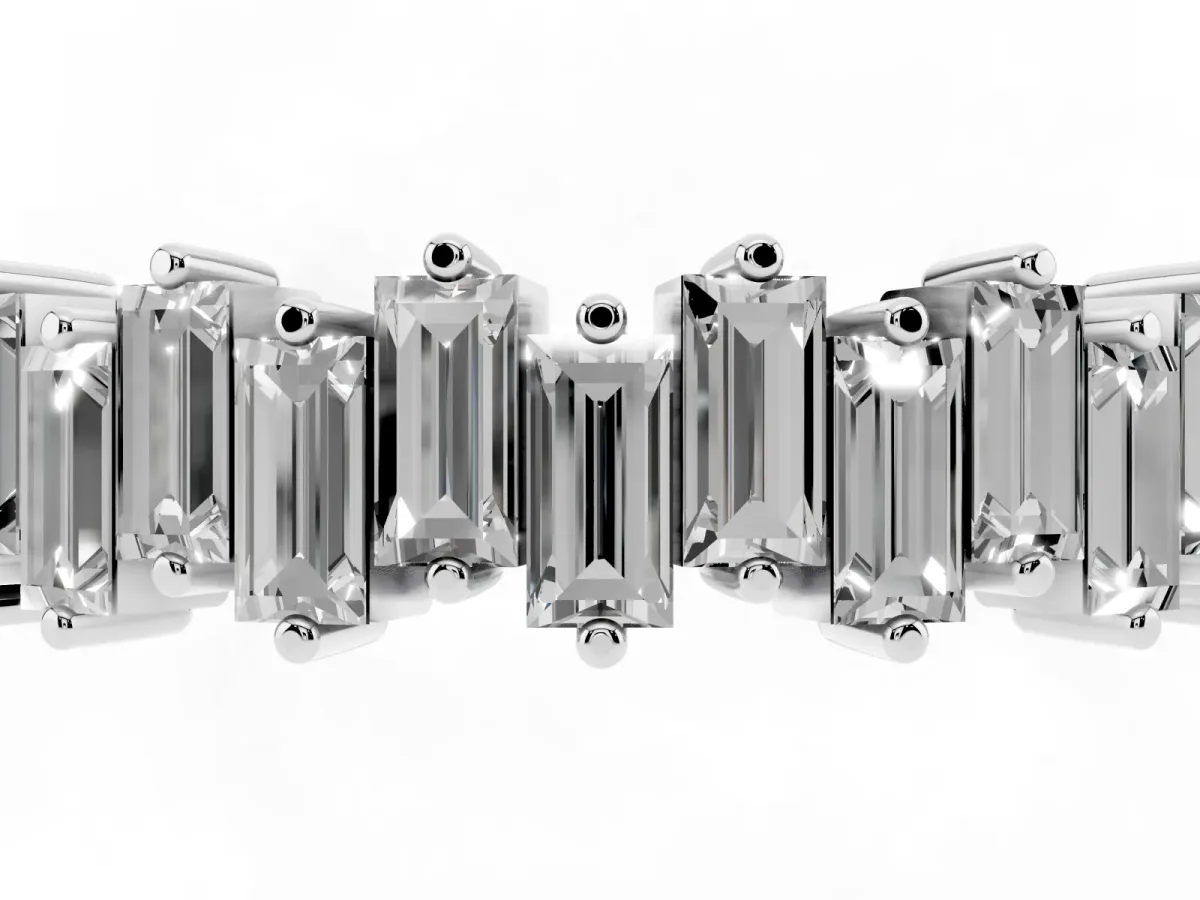 Baguette Diamond Half Eternity Ring with Prong Setting Platinum