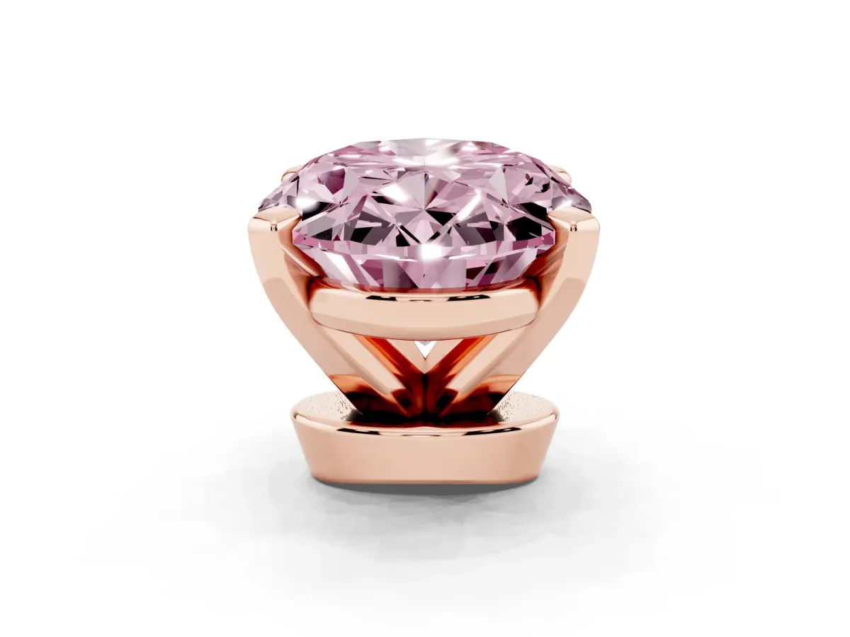 Fancy Pink Oval Cut Diamond Solitaire Ring with Prong Setting and Classic Band Rose gold