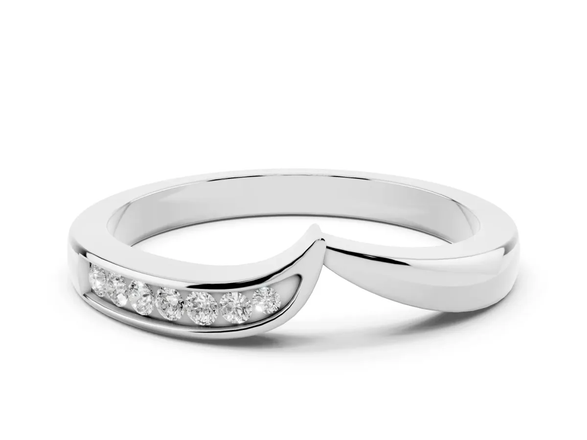 Channel Set Round Diamond Contour Band Silver