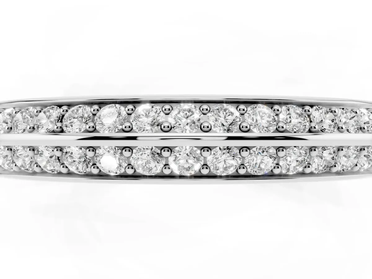 Double Row Round Diamond Channel Set Eternity Band White gold