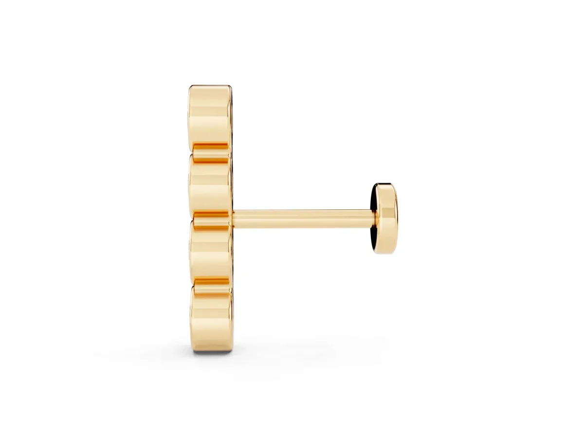 Round Diamond Row Flatback Earring Yellow gold