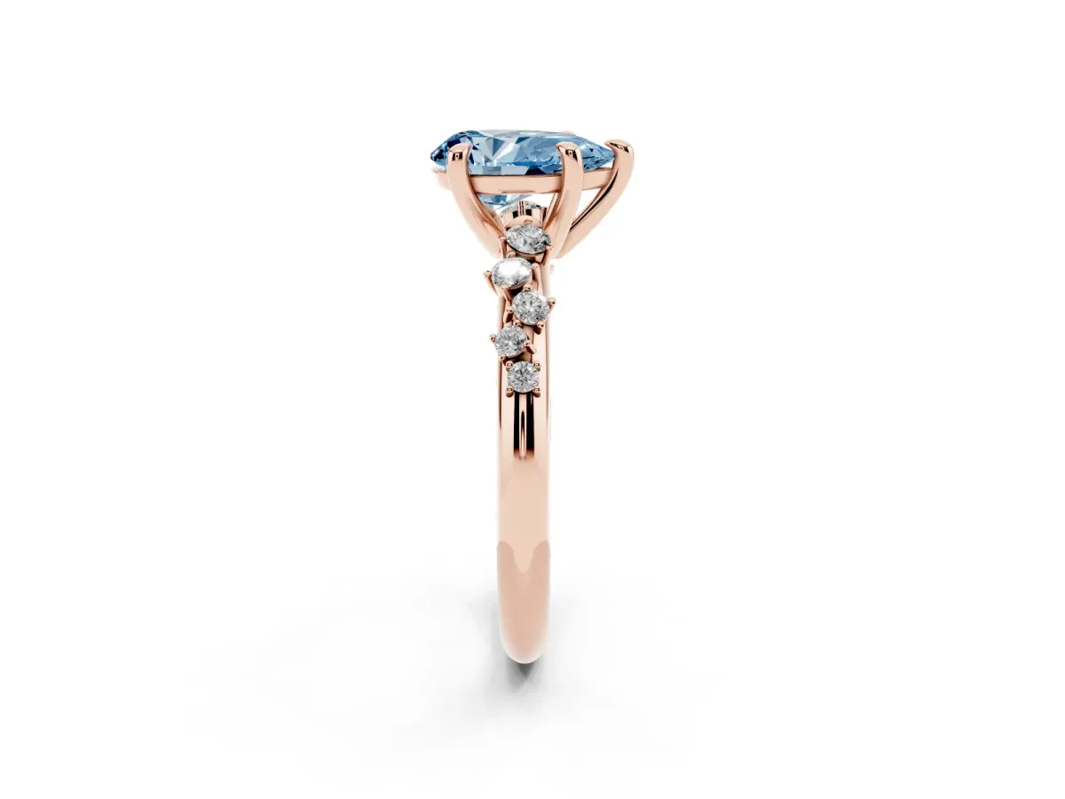 Fancy Blue Pear Cut Cut Diamond Vine Band with Four-Prong Setting Rose gold