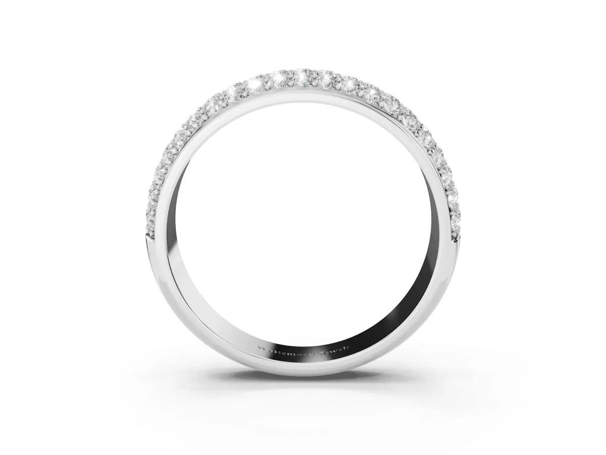 Three-Row Round Diamond Eternity Band with Shared Prong Setting Silver