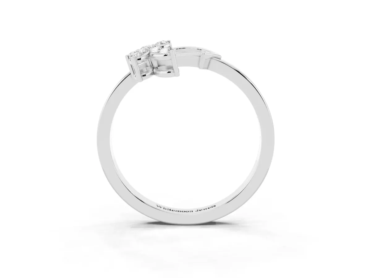Marquise Diamond Cluster Bypass Ring with Prong Setting White gold