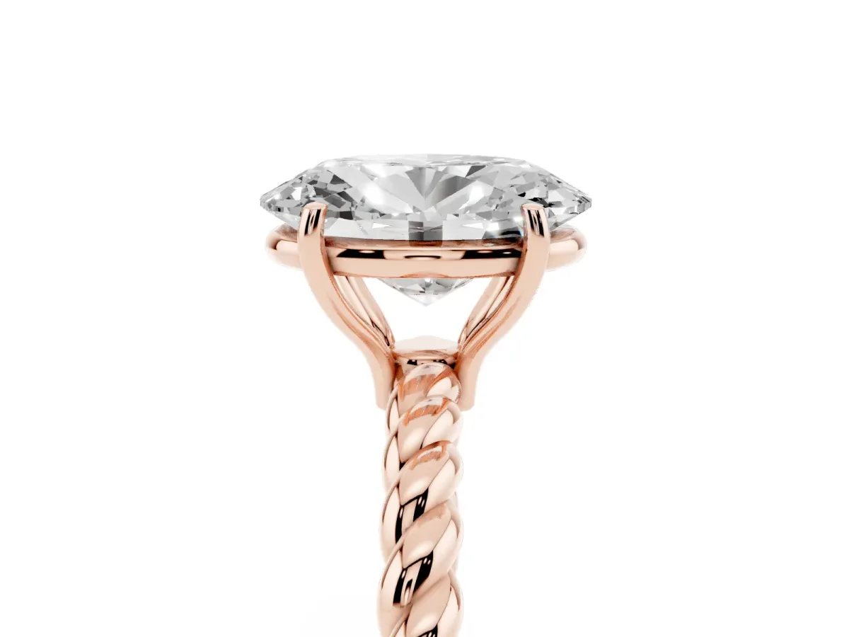 Oval Cut Solitaire Twist Band Ring with Four-Prong Setting Rose gold