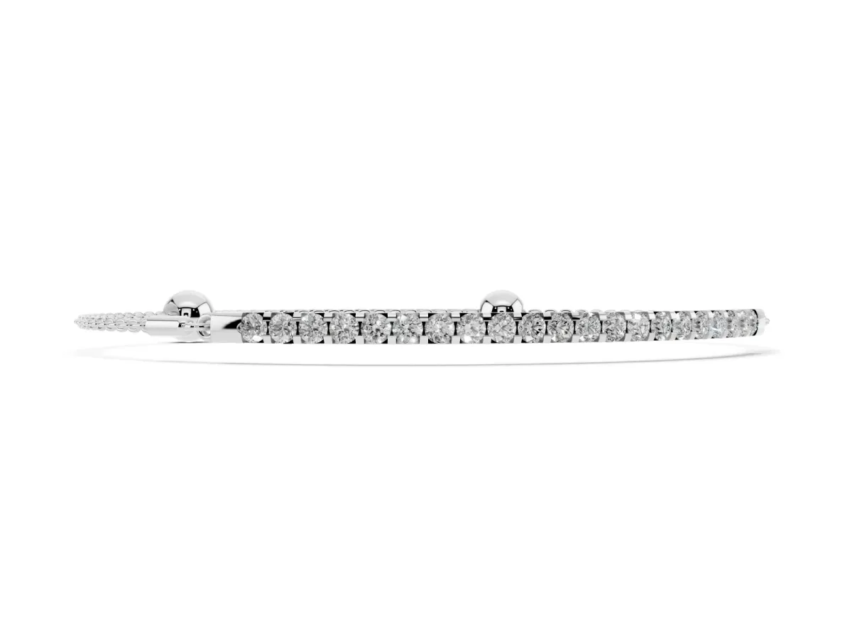 Pavé Round Diamond Chain Bracelet with Bezel Setting Silver
