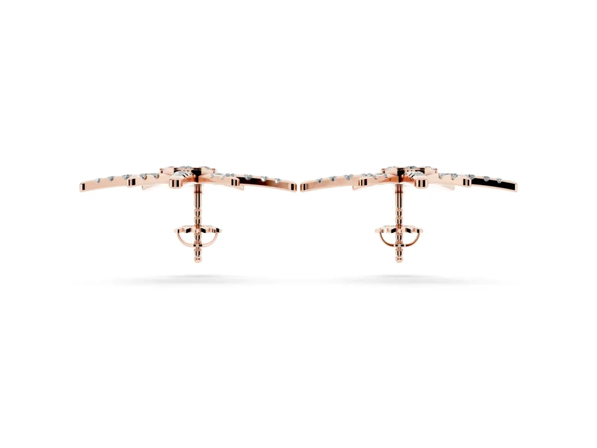 Pavé Diamond Starburst Stud Earrings Rose gold