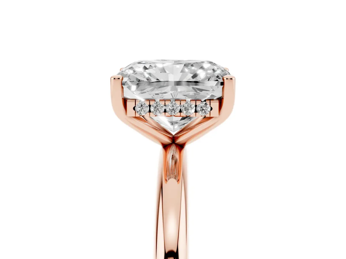 Radiant Cut Cut Solitaire Engagement Ring with Four-Prong Setting and Classic Band Rose gold
