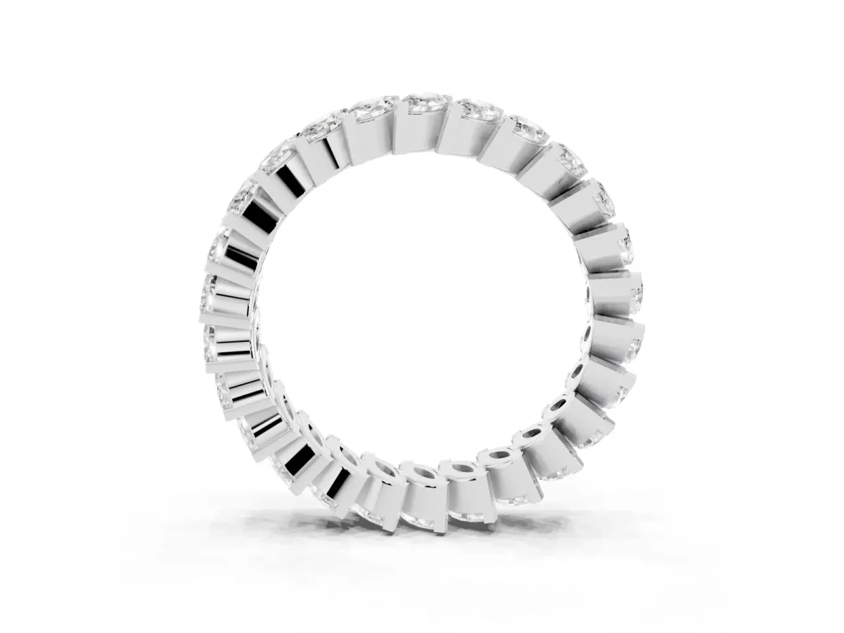 Marquise Diamond Shared Prong Full Eternity Band Silver