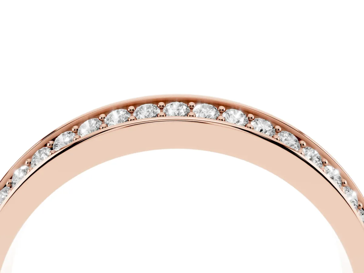 Double Row Round Diamond Channel Set Eternity Band Rose gold