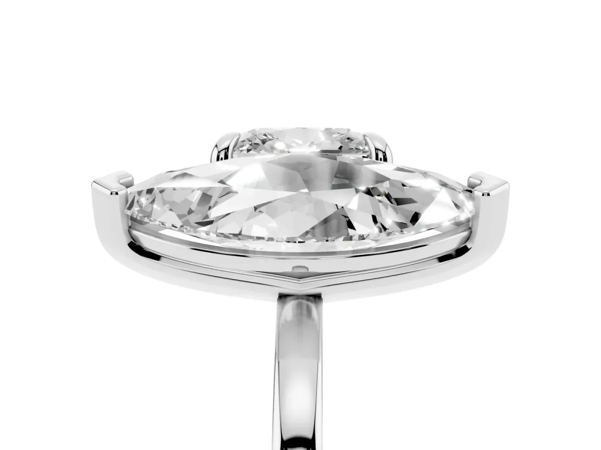Cushion and Marquise Toi Moi Ring with Prong Setting and Plain Band Silver