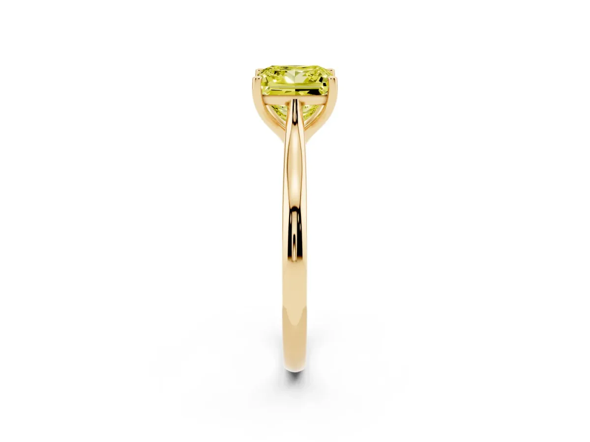 Fancy Yellow Princess Cut Cut Solitaire Ring with Cathedral Band and Four-Prong Setting Yellow gold
