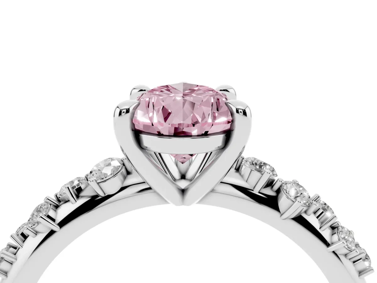 Fancy Pink Pear Cut Cut Diamond Vine Band with Four-Prong Setting Platinum