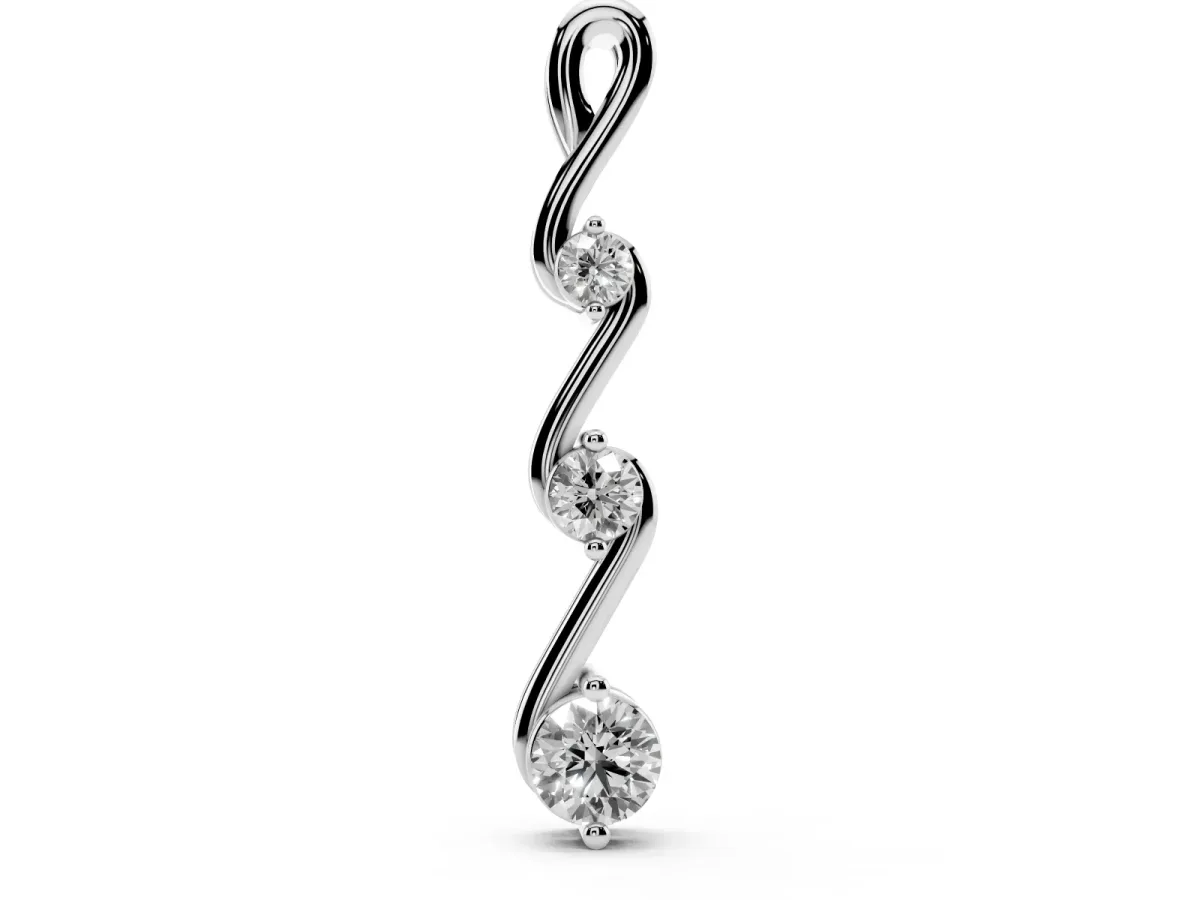 Three-Stone Round Brilliant Prong Set Pendant Silver